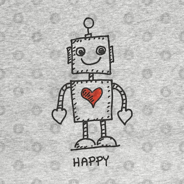 Cute Happy Robot by Gadgetealicious